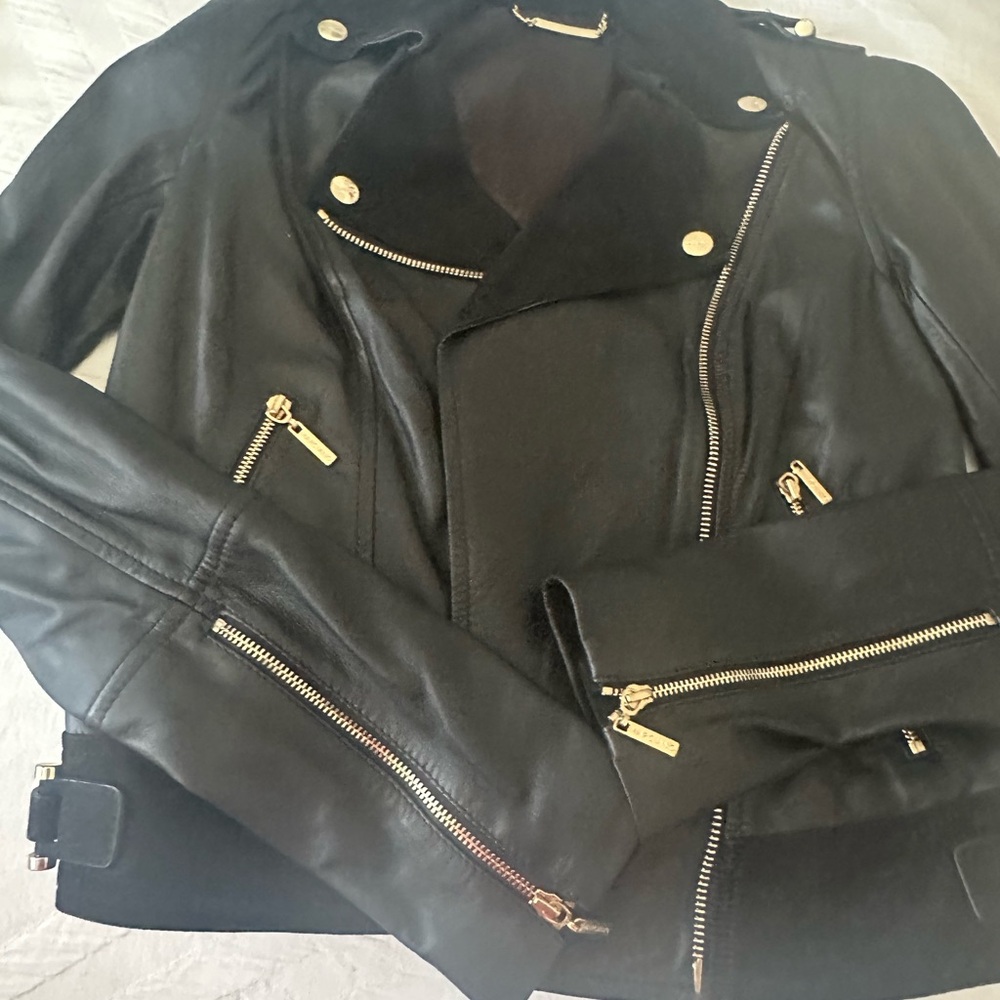 Marciano Black Leather Moto Jacket Asymmetrical Design